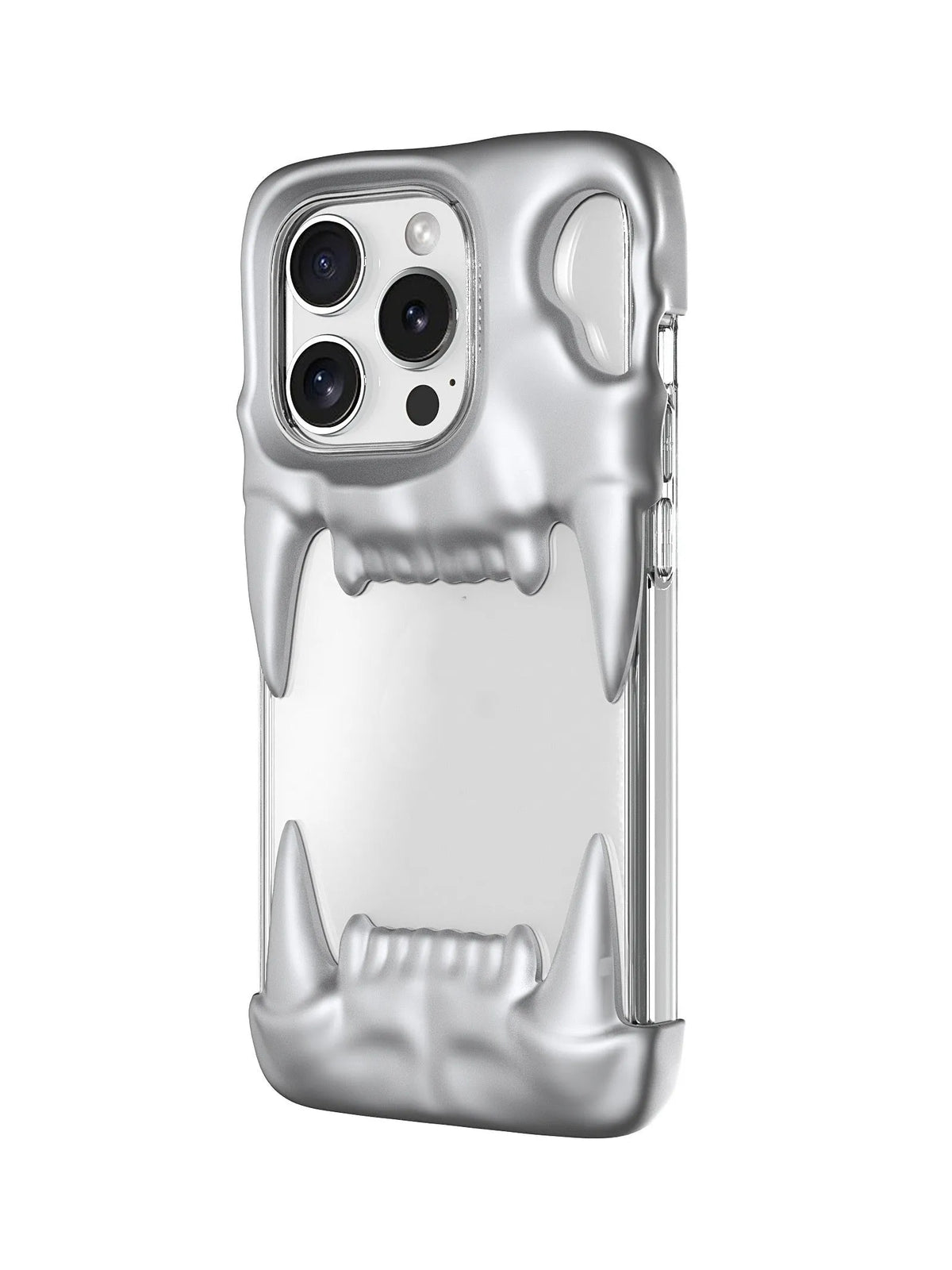 Silicone mobile phone case with full transparent inner shell for iPhone in metallic silver