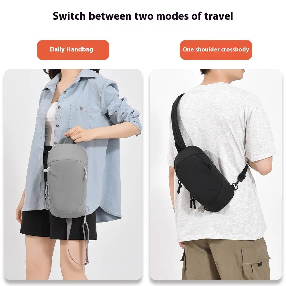 Outdoor girls nylon crossbody bag in six colour options showing internal mobile phone compartment