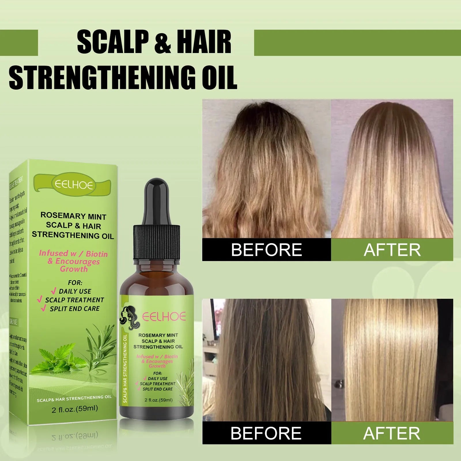 59ml rosemary mint hair growth fluid bottle for scalp treatment and hair nourishment