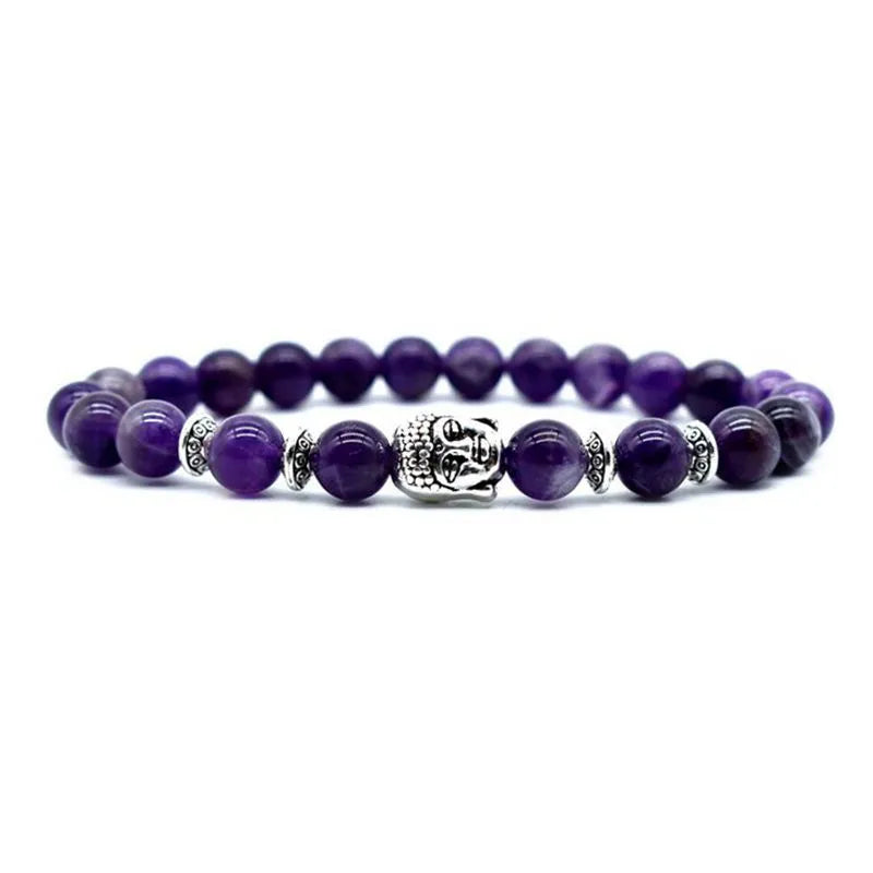 Adjustable unisex bracelet with tiger eye Buddha head charm on a beaded strap.