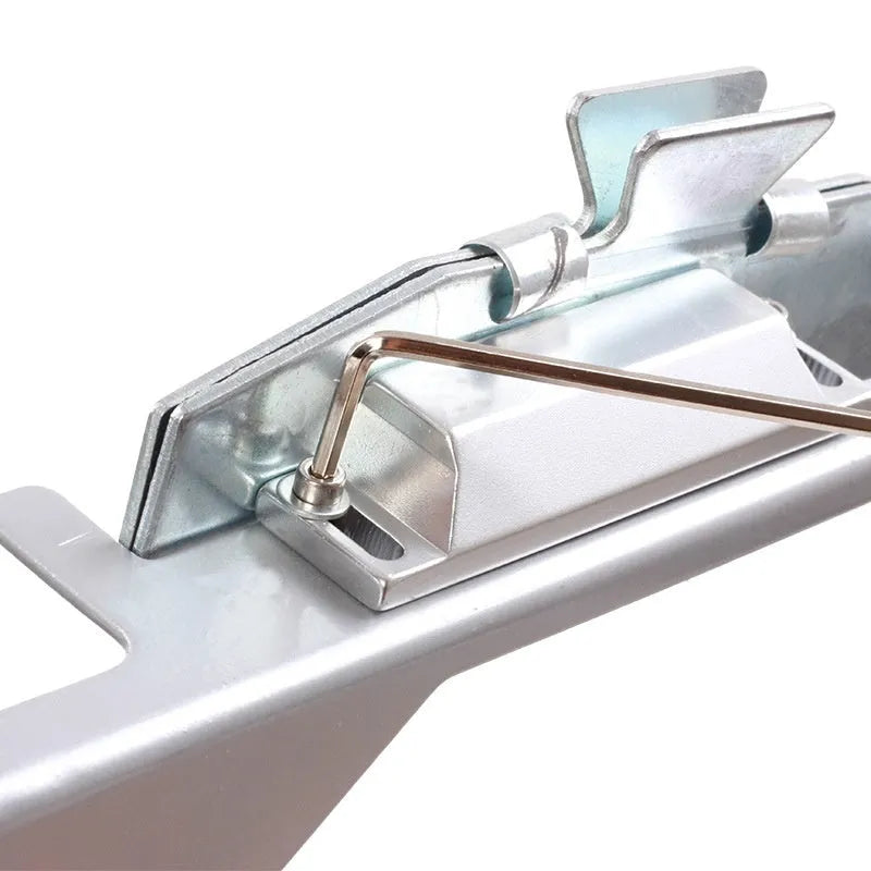 SPG stainless steel fletching jig in blue or silver for arrow bonding and DIY fletching.