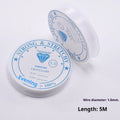 Spool of transparent white elastic fishing line for craft and jewellery making.