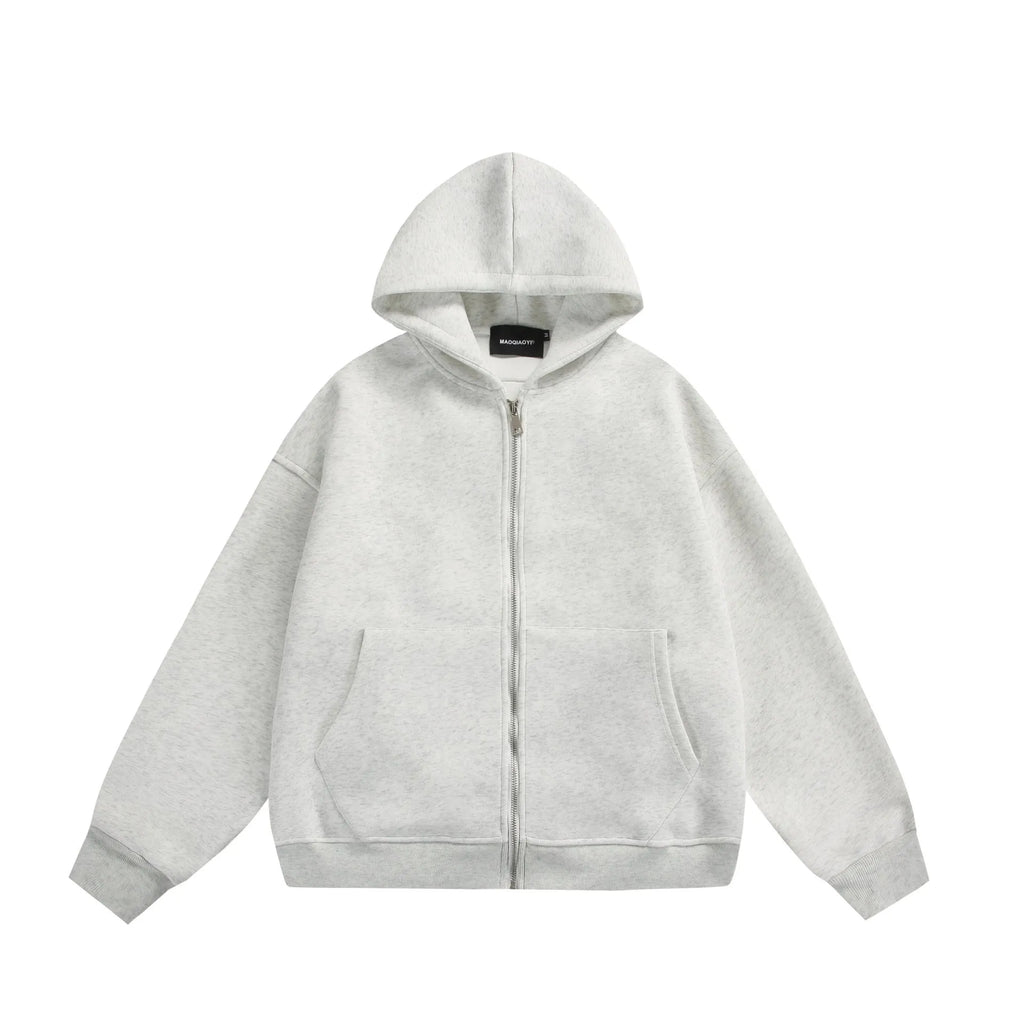Solid colour cardigan coat with back small bag design in black or melange grey, cotton blend loose fit, sizes M-XXL