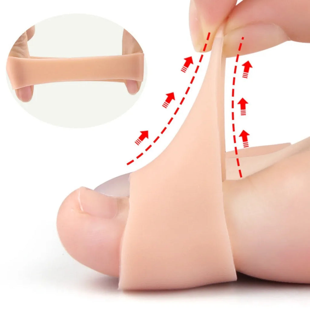 Soft SEBS high heel toe protectors in skin colour, transparent, and white, sizes S and L.