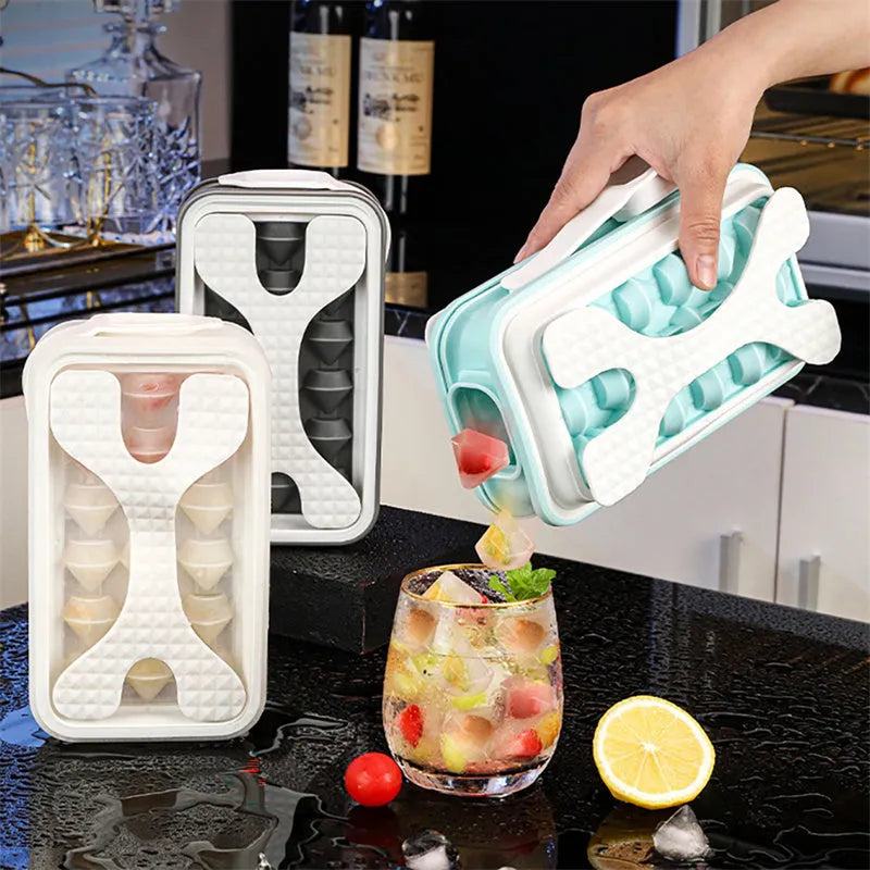 2in1 silicone ice ball mold ice maker water bottle in light grey, sky blue, and white