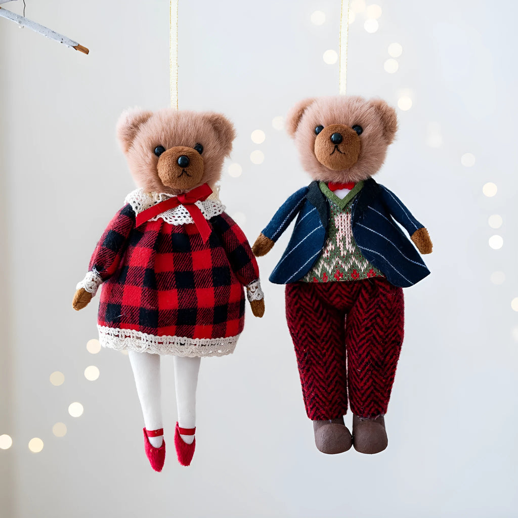 Cloth couple plush bear doll set in princess and gentleman bear cartoon styles
