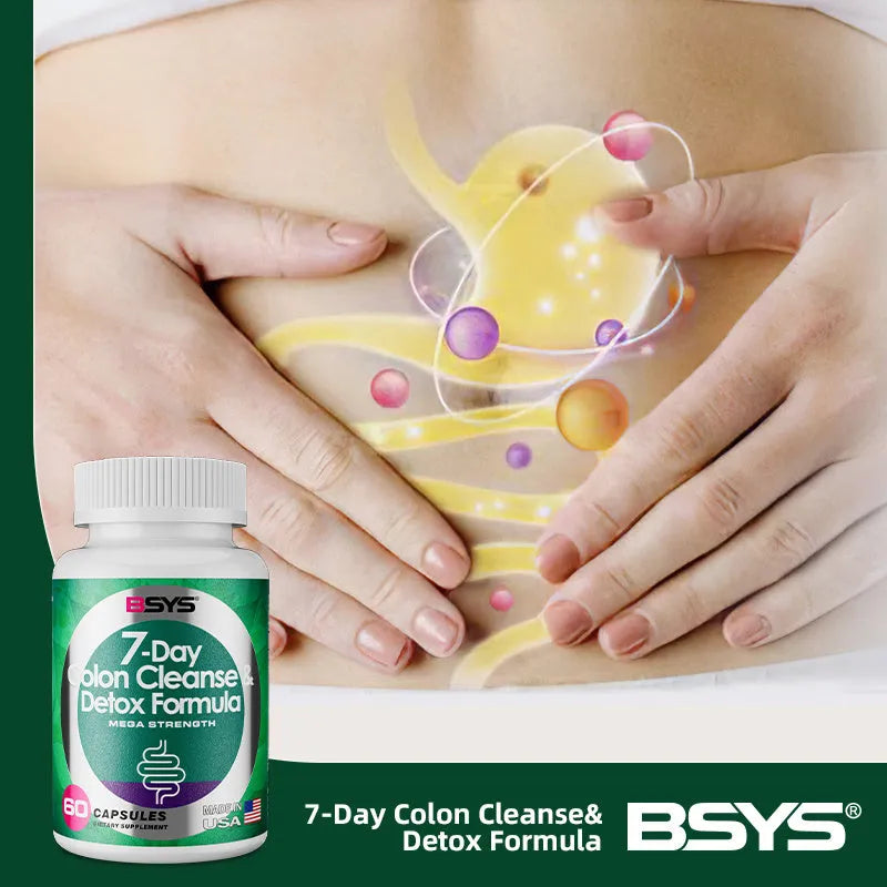 7 day colon cleanse and detox formula bottle containing 60 capsules for short-term colon support