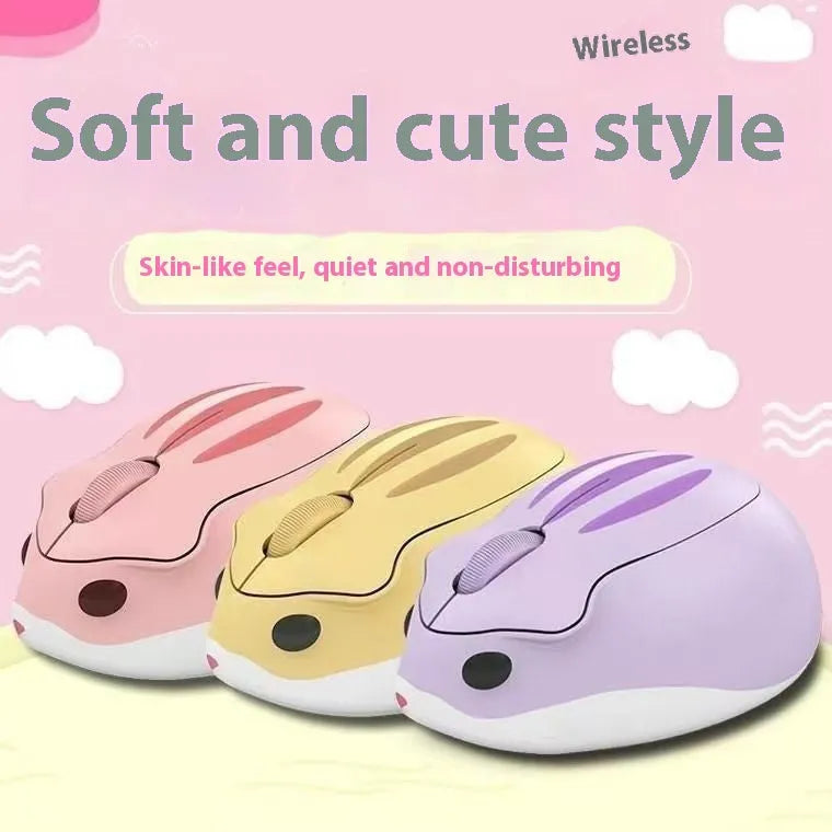 Yellow mute wireless Bluetooth computer mouse with compact hamster-inspired ergonomic shape.