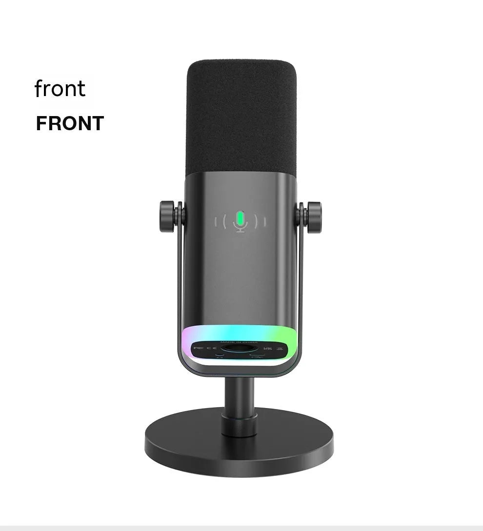 Dynamic noise reduction microphone in black, pink, or white with XLR cable and base