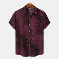 Men's floral lapel shirt in cotton, shown in grey, khaki, yellow and burgundy, sizes M to 3XL