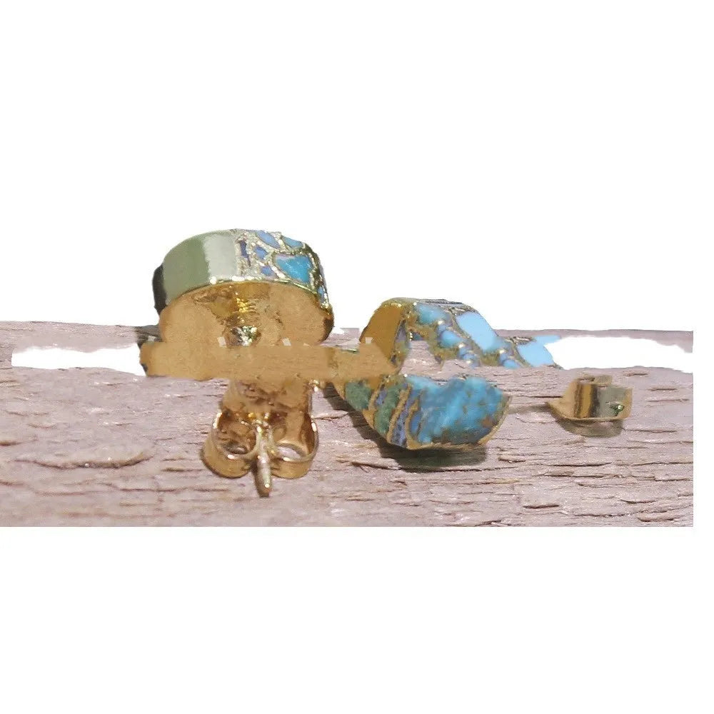 Natural stone bohemian stud earrings handmade irregular shape ER1031 colour