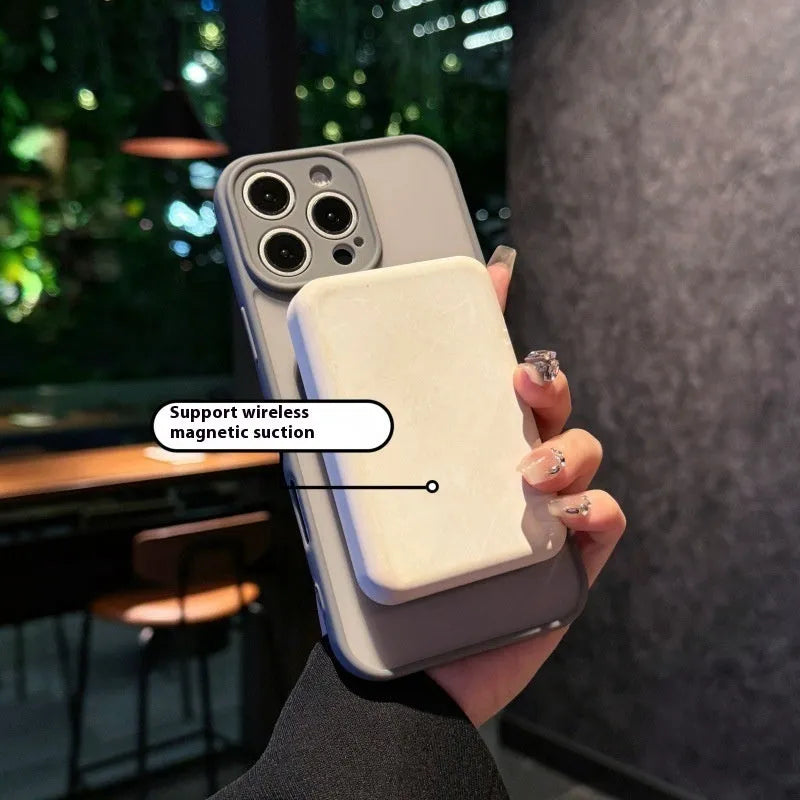Magnetic suction pivot phone case with invisible bracket for iPhone 14 15 16 in transparent frosted TPU PC
