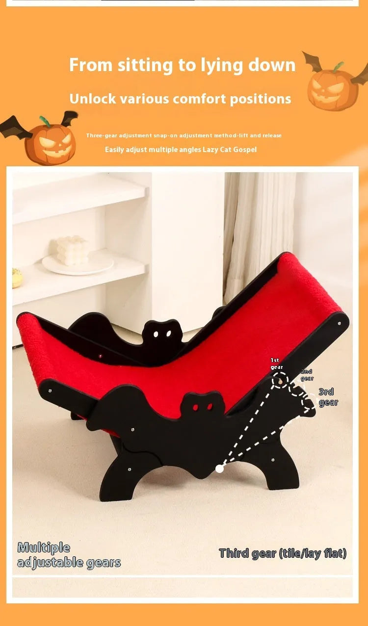 Black and red solid wood cat recliner lounge chair, product code MW-054.