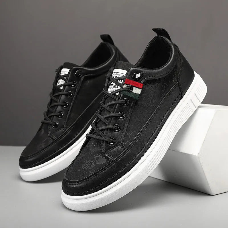 Men's high-cut casual sneakers in black, grey, or green with round toe and PVC sole