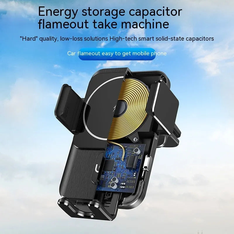 15W black car wireless charger mobile phone holder with clip or suction cup mounting options