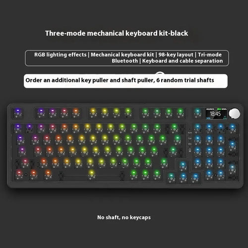 98-key wireless Bluetooth mechanical keyboard kit with metal control knob and multiple colour options