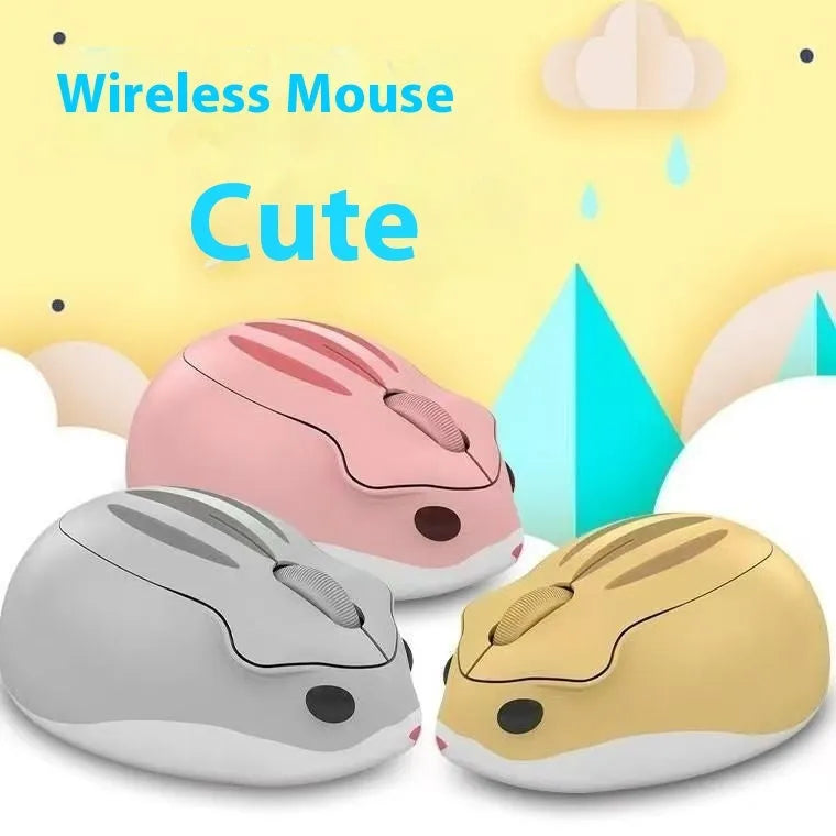 Yellow mute wireless Bluetooth computer mouse with compact hamster-inspired ergonomic shape.