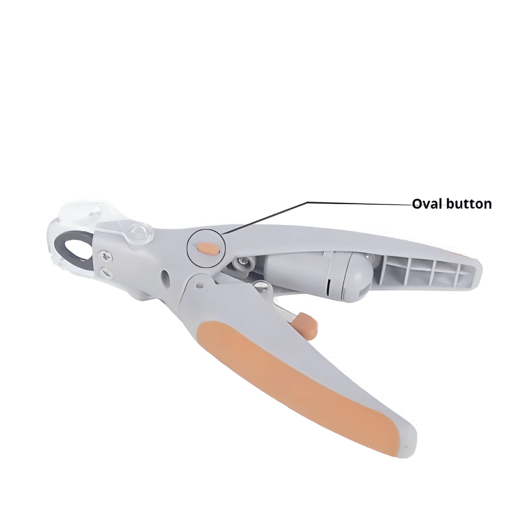LED pet nail clipper with viewing window and blood line guide for dogs and cats