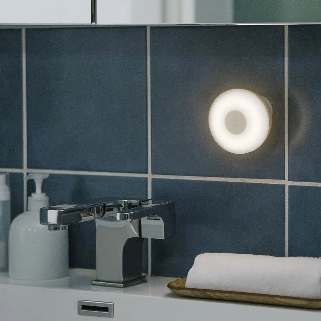 White modern bedside table lamp with human body induction and Bluetooth connectivity
