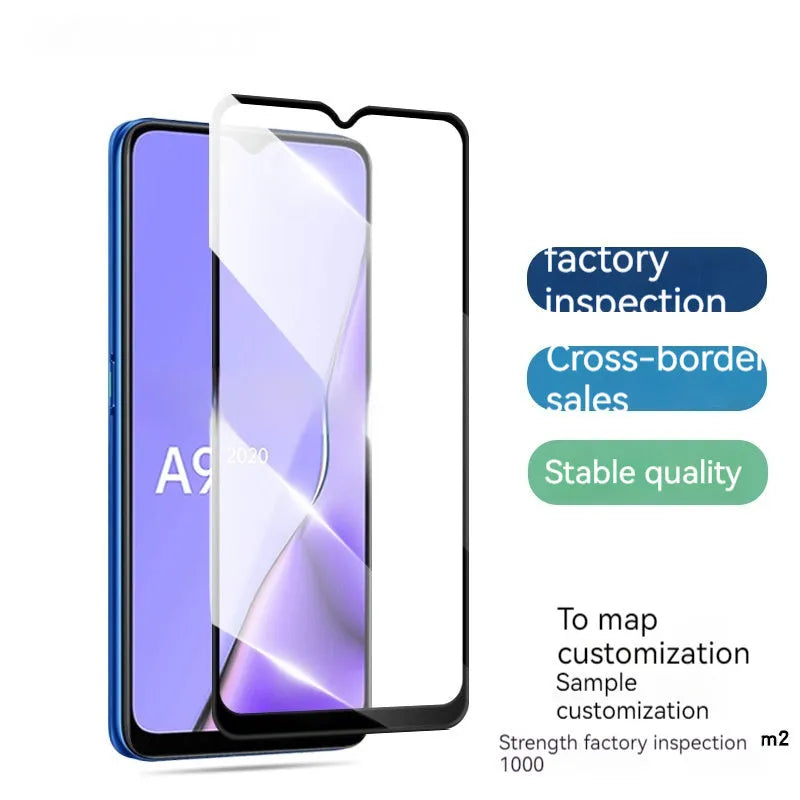 Black full glue tempered glass screen protector for OPPO A9 2020 smartphone