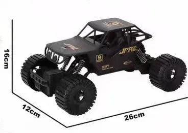 Super large black remote control off-road toy car with electric four-wheel drive and spring rod suspension