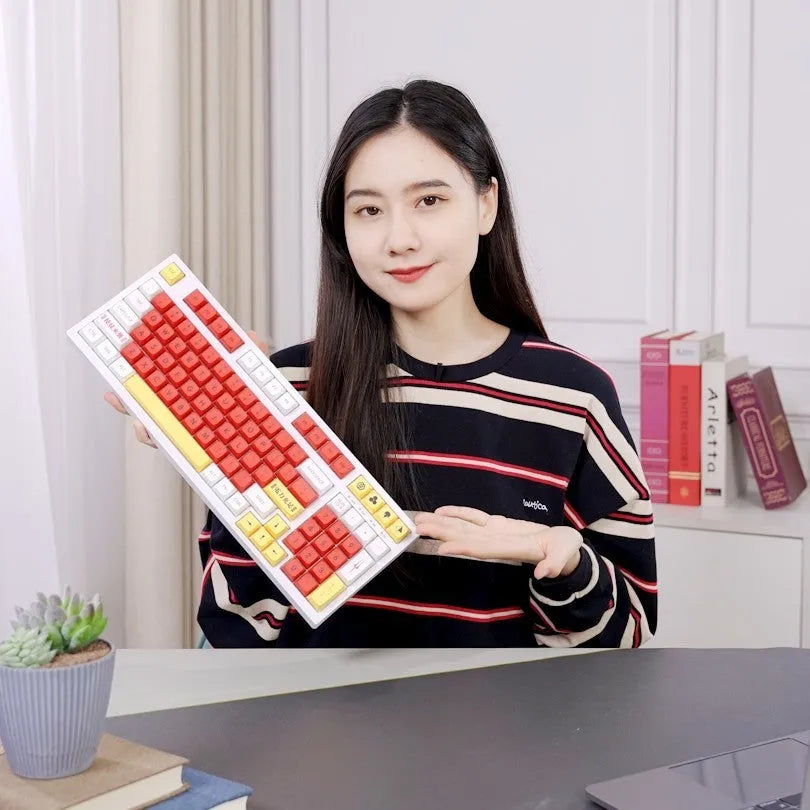 138-piece PBT sublimation key cap set with boy and girl colour matching for mechanical keyboards