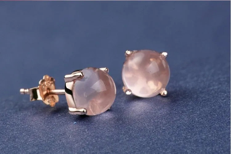 Women's rose gold drop-shaped stud earrings with crystal inlay and Korean style design