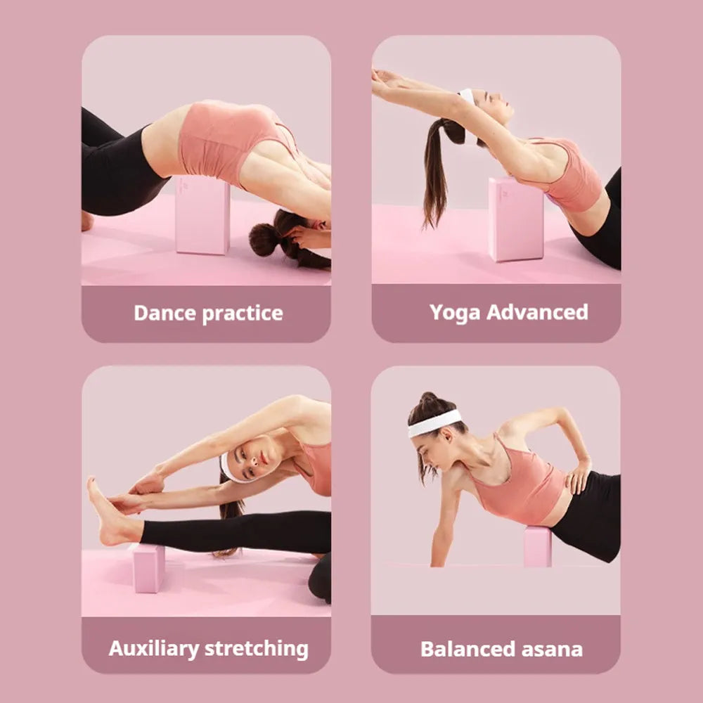 Solid colour EVA foam yoga block with hexagonal sides and grip ridges