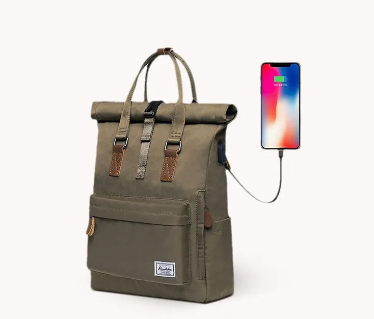 Casual polyester backpack under 20L capacity with black, dark grey and green colour options