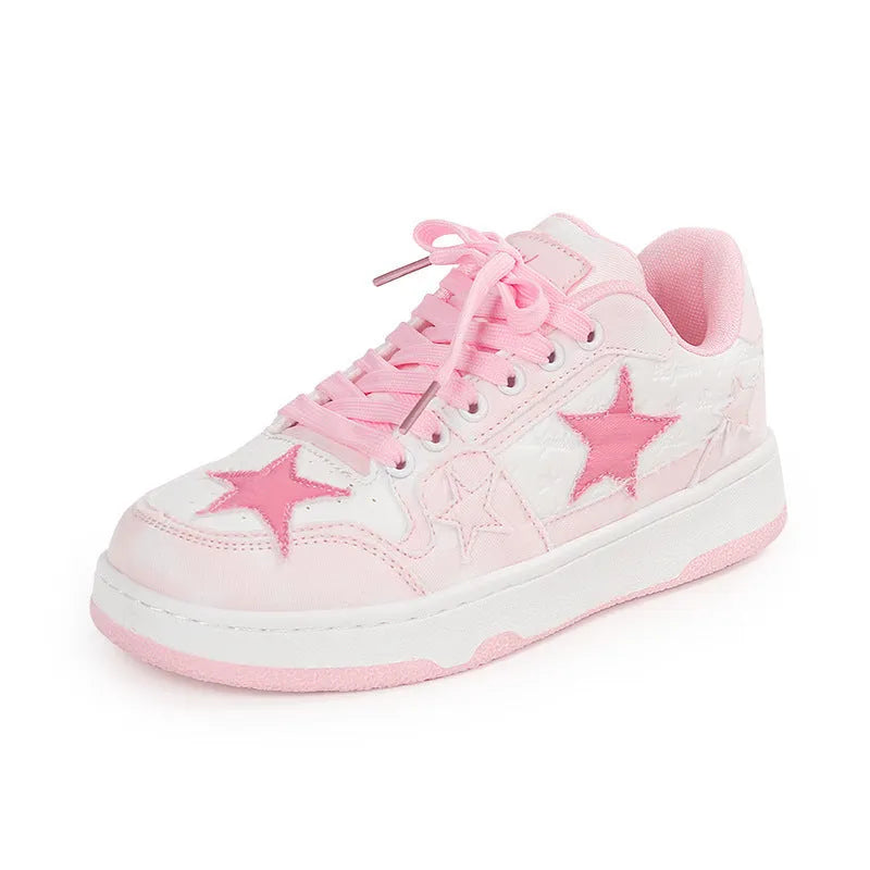 Korean style denim couple skateboard shoes in black, green, or pink with flat rubber sole
