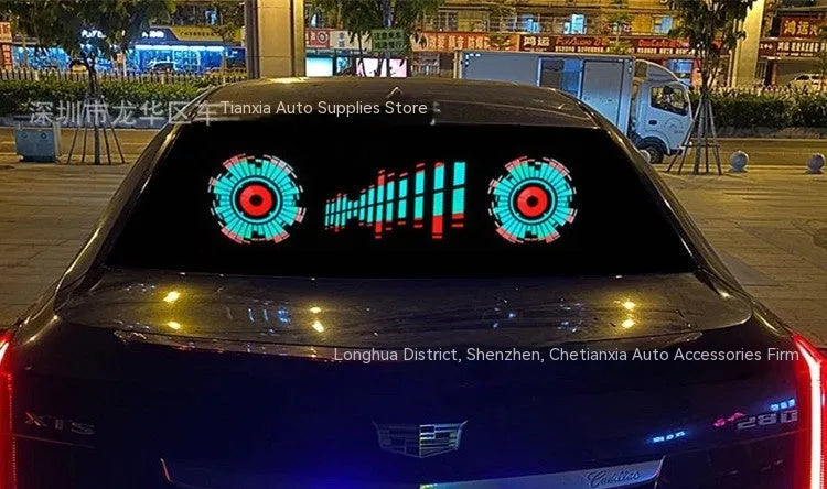 Car interior voice control rhythm lamp with long electroluminescent panel displaying a themed light pattern.