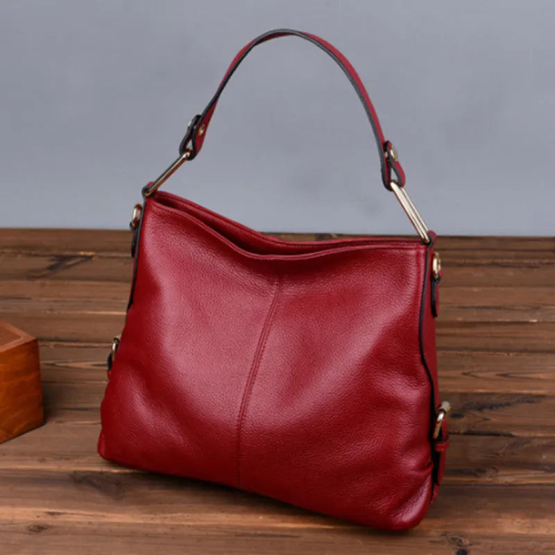 Women's genuine leather crossbody bag in vertical square design with multiple compartments