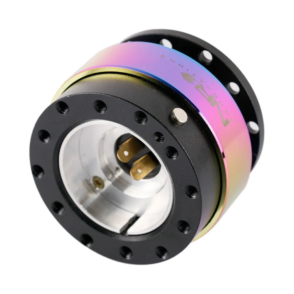 Colourful car steering wheel quick-release device with lockable connection base and heightening insole