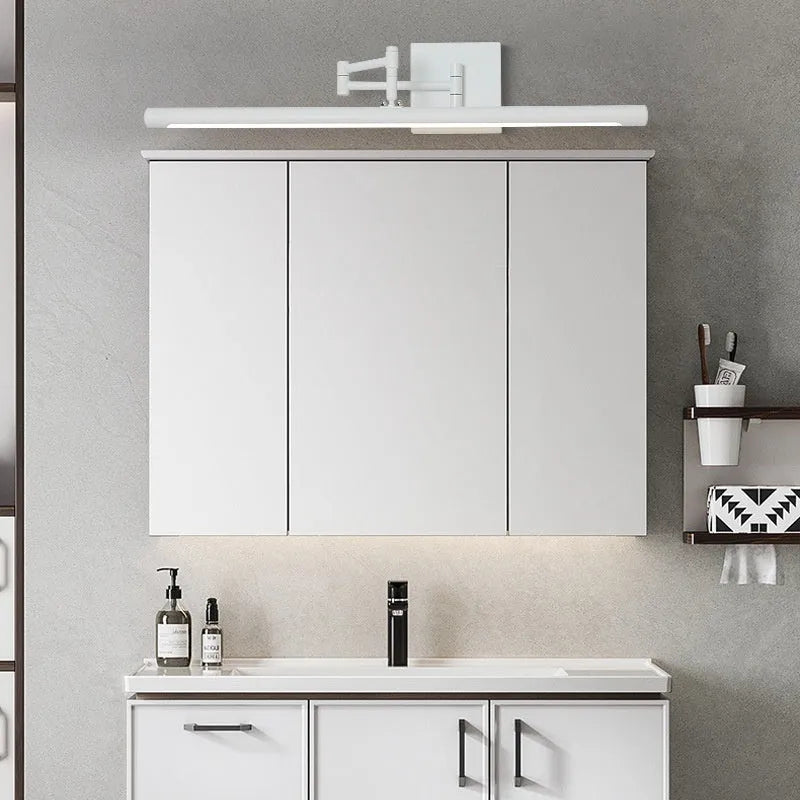 Modern LED bathroom mirror cabinet with adjustable lighting in sand finish