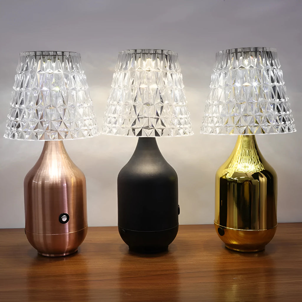 Retro iron art LED table lamp with USB charging cable, three-tone light, American style, black finish
