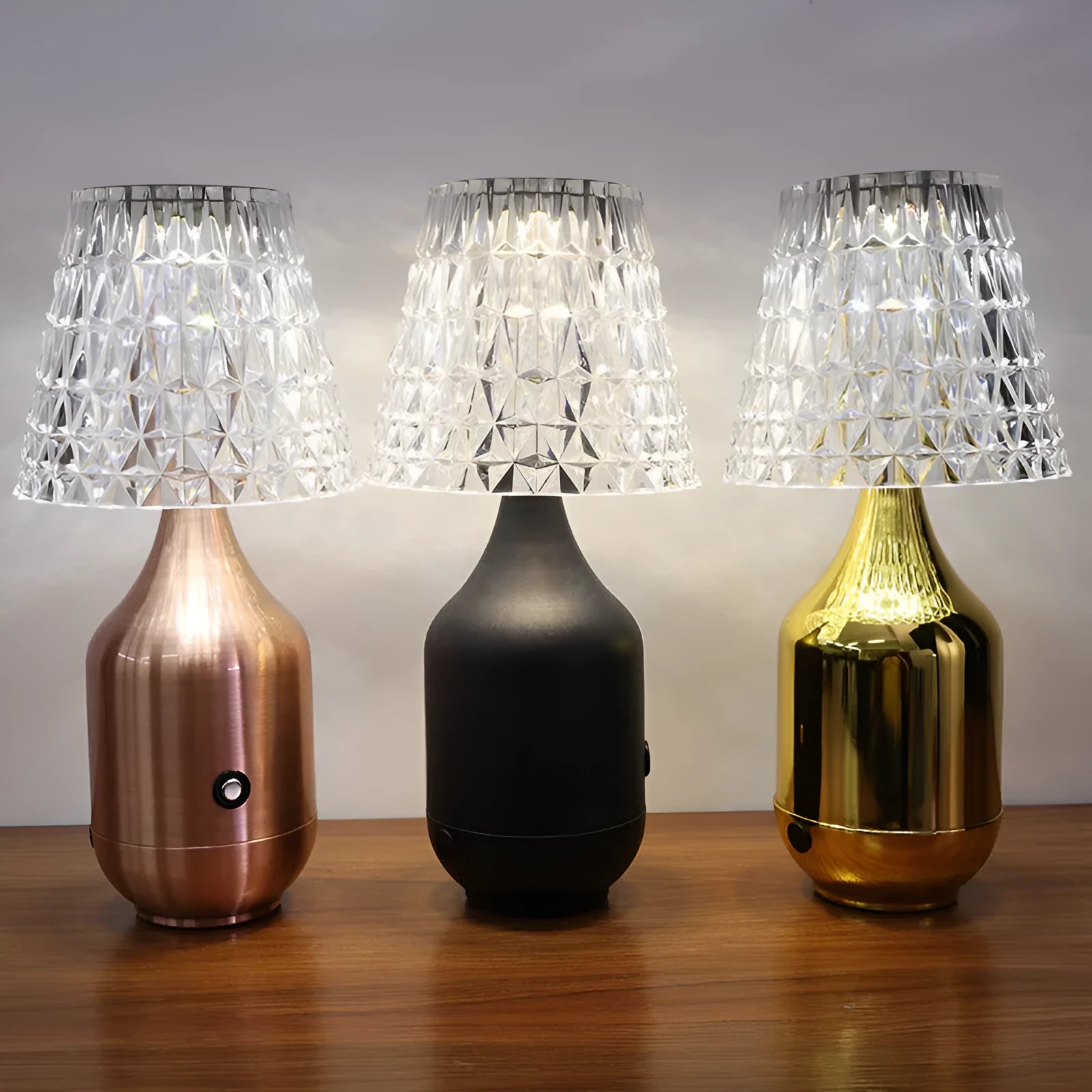 Retro iron art LED table lamp with USB charging cable, three-tone light, American style, black finish