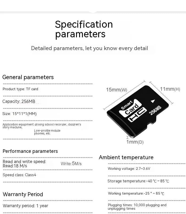 256MB TF memory card with microSD adapter in gift packaging for digital devices