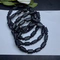Natural black tourmaline rough stone bracelet with 10mm diameter adjustable unisex design