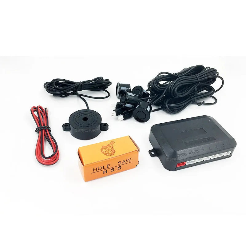 4-probe car reversing radar parking sensor system with buzzer alert and installation components