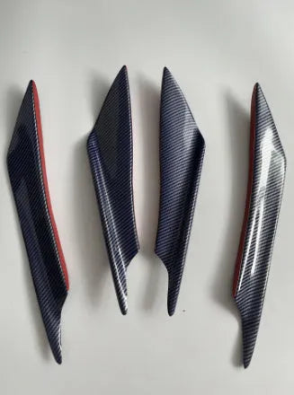 Carbon fibre bumper blade spoiler set of four for automotive front bumper installation