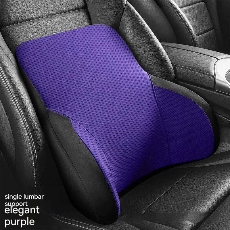 Memory foam car headrest pillow and matching lumbar support pillow with knitted fabric.