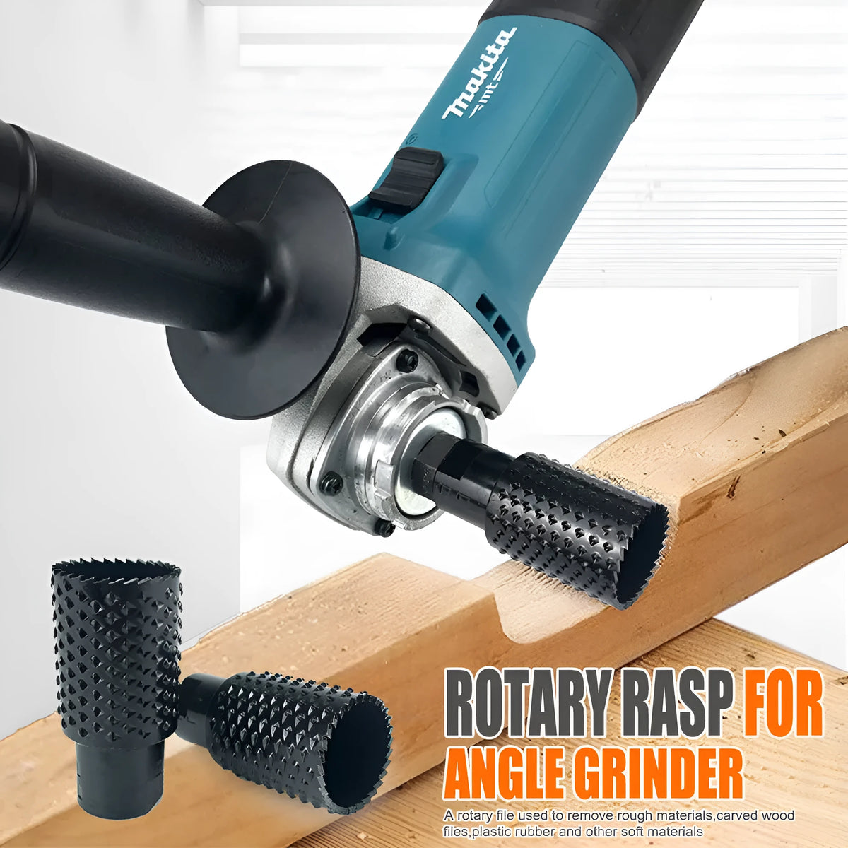 Angle grinder grinding head with spherical design for woodworking applications