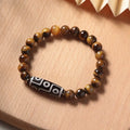 Tigereye stone Buddha rosary bracelet with ethnic single circle design in various bead sizes