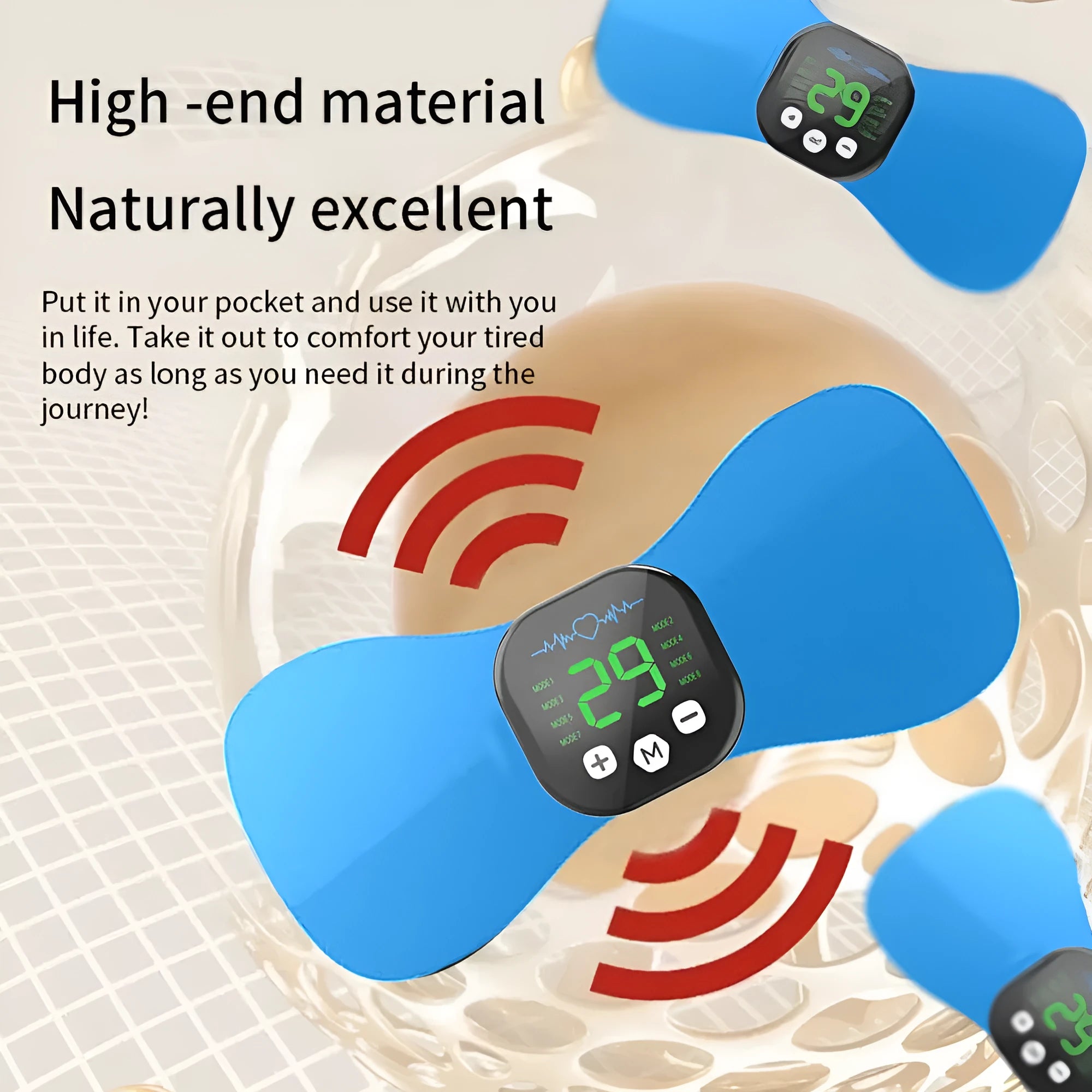Cervical pulse massage pad EMS portable rechargeable with blue colour option for travel and home use