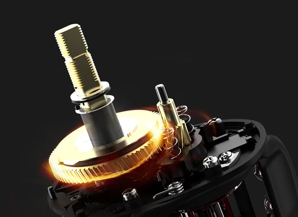 Drip wheel lure fishing reel with metal construction and rocking wheel mechanism