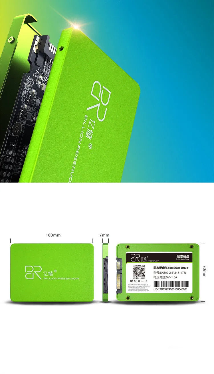 J11 2.5-inch SATA solid state drive in black plastic housing for desktop internal storage