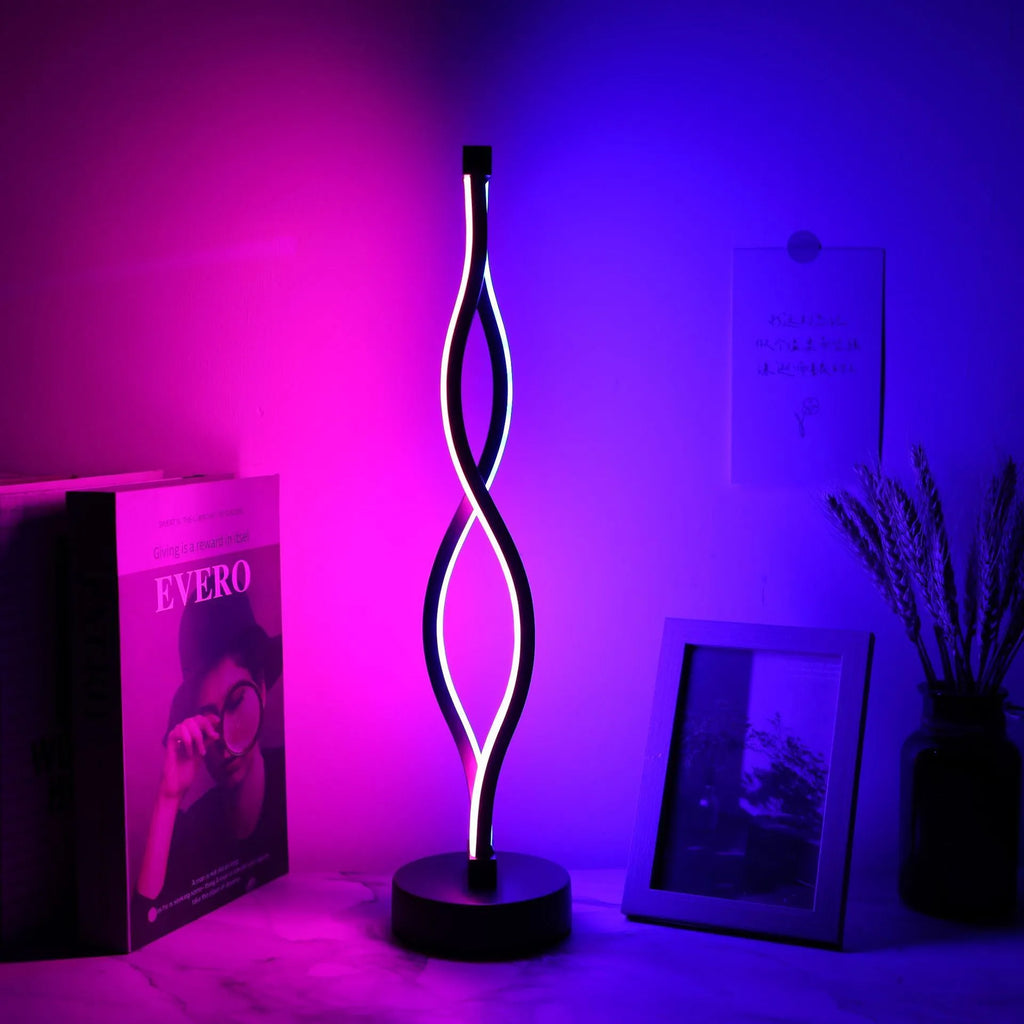 Black aluminium bedroom desk lamp with three-colour dimming button and touch controls