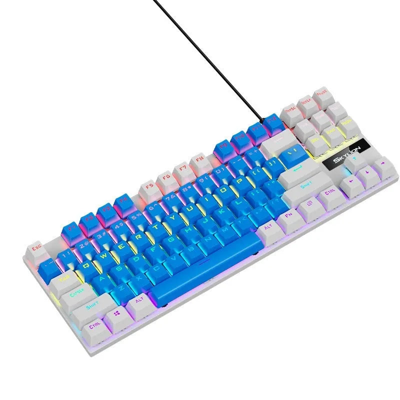 K87 wired mechanical keyboard with metal case in selected colour, showing green or red switch options.