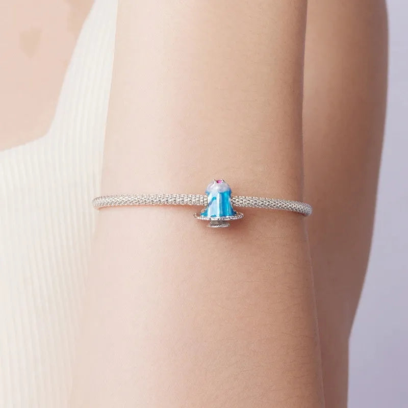 S925 sterling silver dripping pudding bead charm in silver colour with 1.2cm height and 1.3cm width