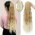 Water ripple long curly hair extension with fluffy corn curler texture and drawstring ponytail attachment in high temperature fibre